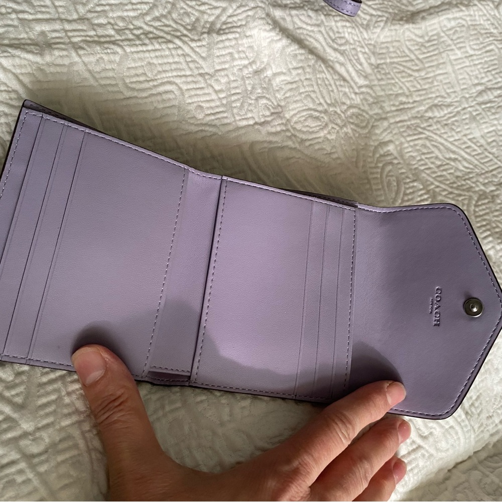 NWOT Coach Wristlet Zip Clutch & Mini Wallet Set Iris Purple/Silver - Picture 5 of 11